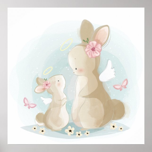 Mum bunny with a baby  poster (Front)