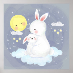 Mum bunny with a baby  poster