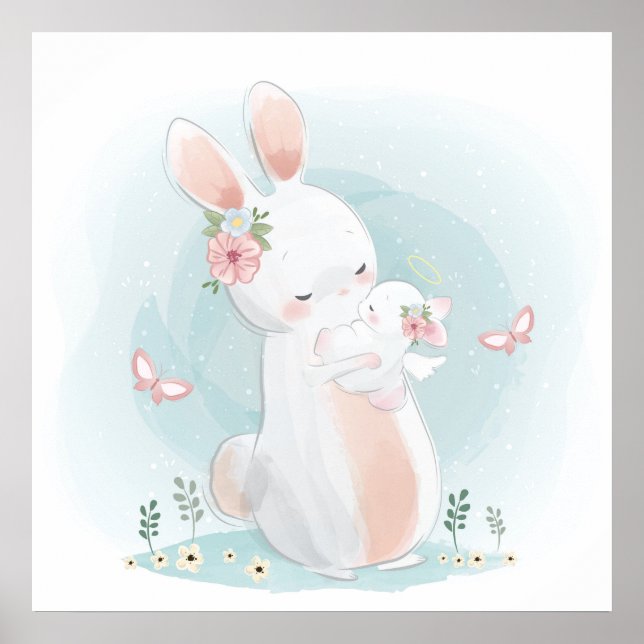 Mum bunny with a baby  poster (Front)