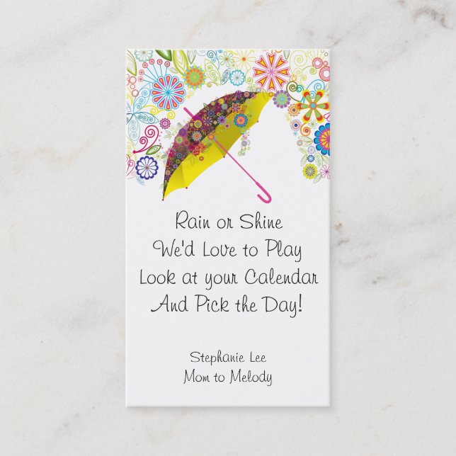 Mum Calling Card Umbrella 2013 Calendar Template (Front)