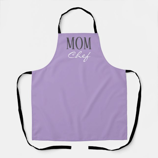 Mum Chef Modern Lavender Purple Script Kitchen Apron (Front)
