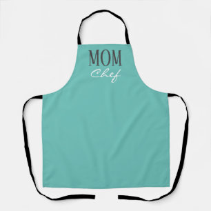 Mum Chef Modern Teal White Script Kitchen Apron