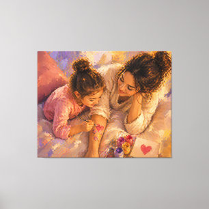 Mum Child Painting Love Canvas Wall Art