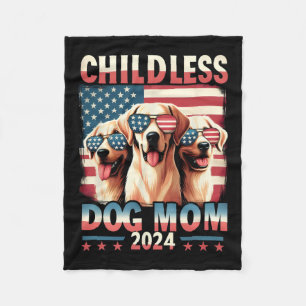 Mum Childless Dog Mum 2024 Kamala Harris Dog Lover Fleece Blanket