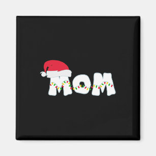 Mum Christmas Pajama Family Matching Santa Hat Gif Magnet