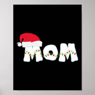 Mum Christmas Pajama Family Matching Santa Hat Gif Poster
