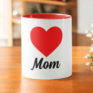 Mum - Classic Red Heart Typography Mug