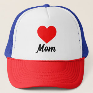 Mum - Classic Red Heart Typography Trucker Hat