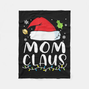 Mum Claus Christmas Lights Pajama Xmas Family Matc Fleece Blanket