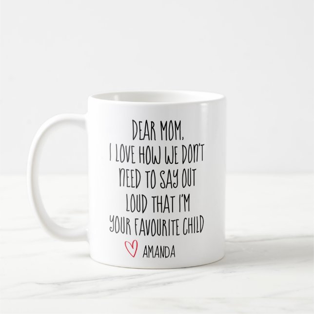 Mum Coffee Mug, Favourite Child, Personalised Mug, Mug (Left)