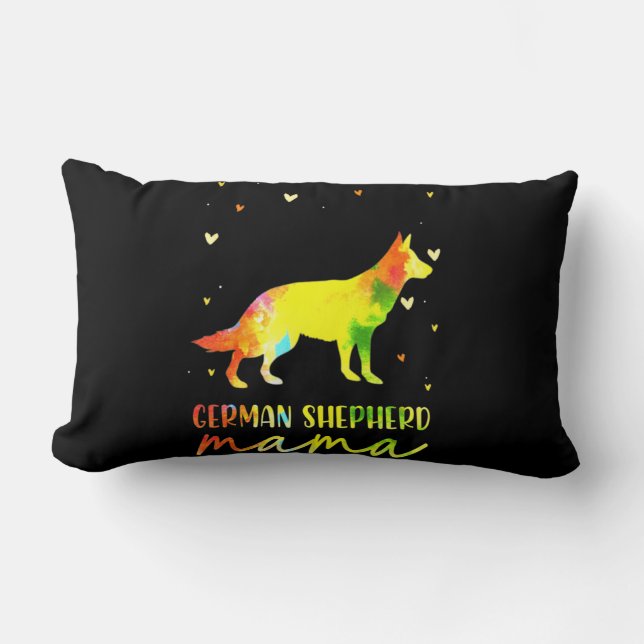 Mum Colourful German Shepherd Lumbar Cushion (Front)