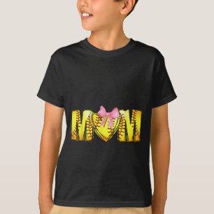Mum Coquette Mothers Day Women Girls Softball Mama T-Shirt