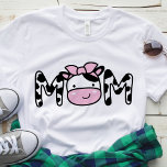 Mum Cow Birthday Party T-Shirt<br><div class="desc">This adorable mum cow with a bow is super cute and perfect for your child's cow-themed birthday party. Check out my shop for matching t-shirts for other family members, </div>