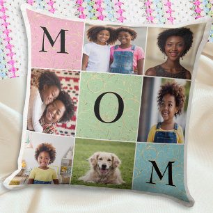 Mum Custom Elegant Photo Collage 6 Pictures Cushion