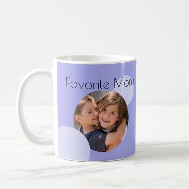 Mum Custom Photos Blue Dots Coffee Mug (Left)