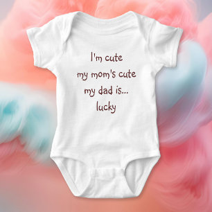 Mum Cute Dad Lucky Funny Newborn Shower Toddler Baby Bodysuit