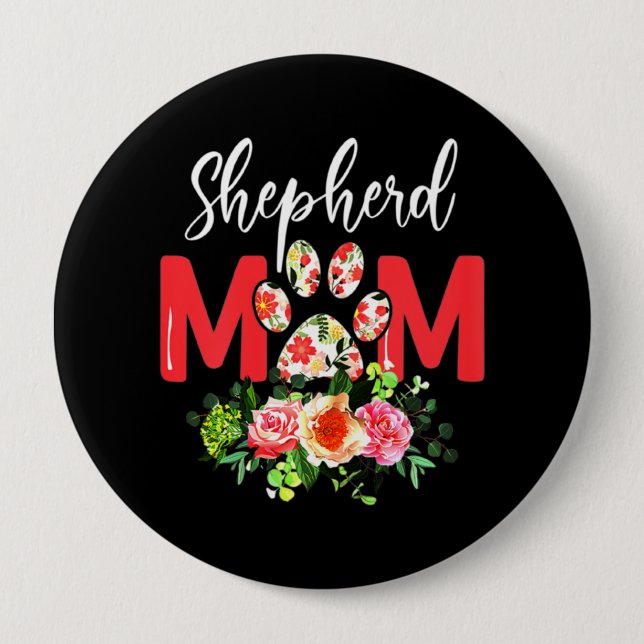 Mum Cute German Shepherd 10 Cm Round Badge (Front)