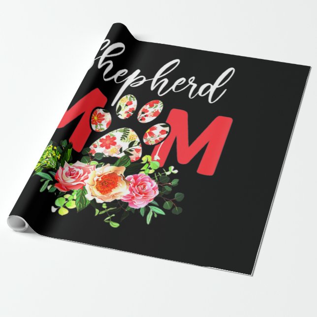 Mum Cute German Shepherd Wrapping Paper (Unrolled)