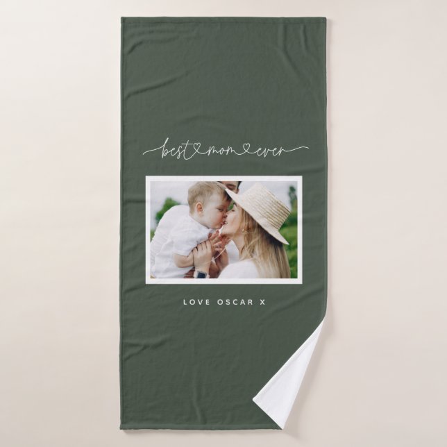 Mum cute modern script photo gift   bath towel (Bath Towel)