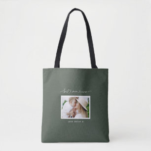 Mum cute modern script photo gift tote bag
