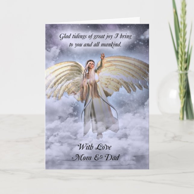 Mum & Dad Angel Christmas Card Religious (Front)