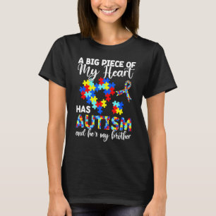 Mum Dad Autistic Boy Piece My Heart Has Autism He' T-Shirt