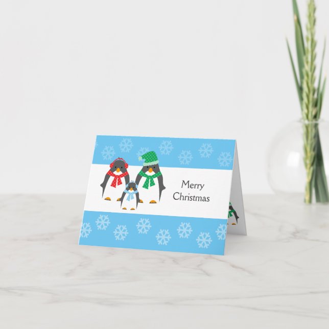 Mum, Dad & Baby Penguin CHRISTMAS CARD (Front)