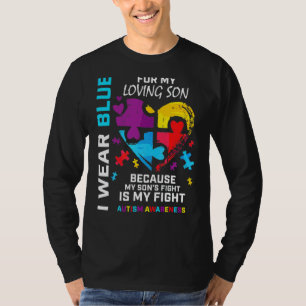 Mum Dad Heart Puzzle I Wear Blue For My Son Autism T-Shirt