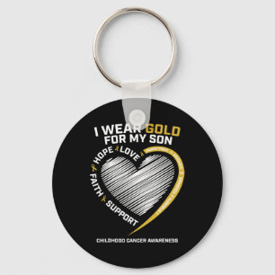 Mum Dad I Wear Gold For My Son Childhood Cancer Aw Key Ring