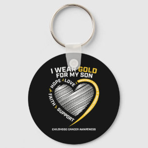 Mum Dad I Wear Gold For My Son Childhood Cancer Aw Key Ring