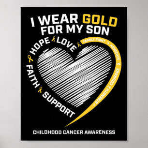 Mum Dad I Wear Gold For My Son Childhood Cancer Aw Poster
