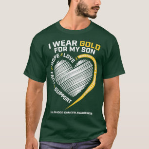 Mum Dad I Wear Gold For My Son Childhood Cancer Aw T-Shirt