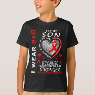 Mum Dad I Wear Red For My Son Heart Disease Awaren T-Shirt