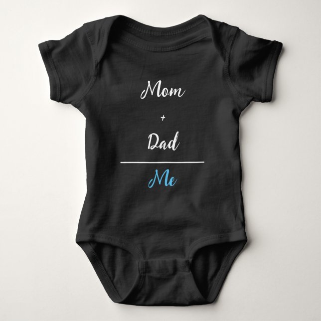 Mum + Dad = Me Black Baby Boy Bodysuit (Front)