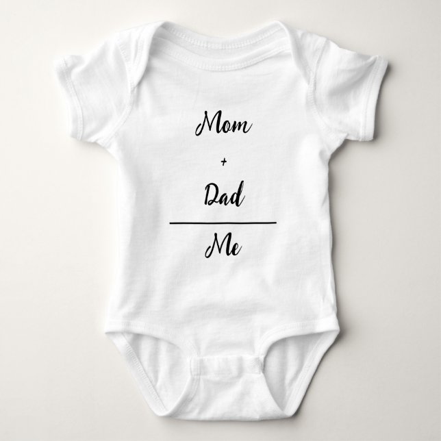 Mum + Dad = Me White Baby Bodysuit (Front)