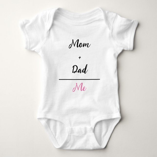 Mum + Dad = Me White Baby Girl Bodysuit (Front)
