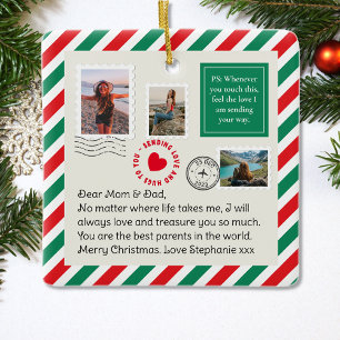 Mum & Dad Merry Christmas Letter Photo Collage Ceramic Ornament