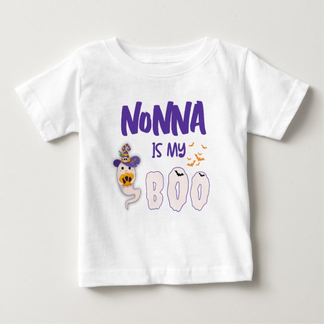 Mum Dad Nonna is my Boo cute Halloween white Baby T-Shirt (Front)