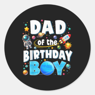 Mum Dad Of The Birthday Boy Astronaut Family Space Classic Round Sticker