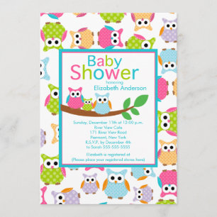 Mum & Dad Owls with Baby Owl Baby Shower Invitation