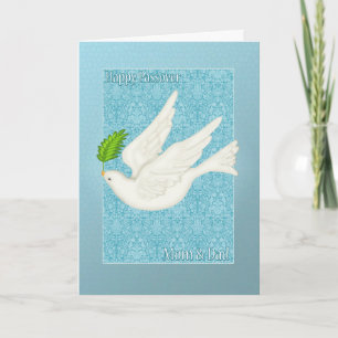 Mum & Dad Pretty Dove For Passover With Olive Leaf Card
