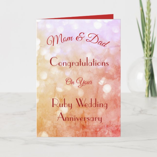 Mum & Dad Ruby Anniversary Greeting Card. Card (Front)
