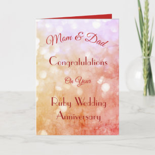 Mum & Dad Ruby Anniversary Greeting Card. Card