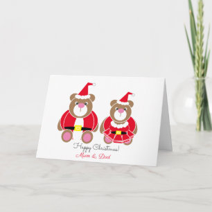 Mum & Dad teddy bear Christmas Card