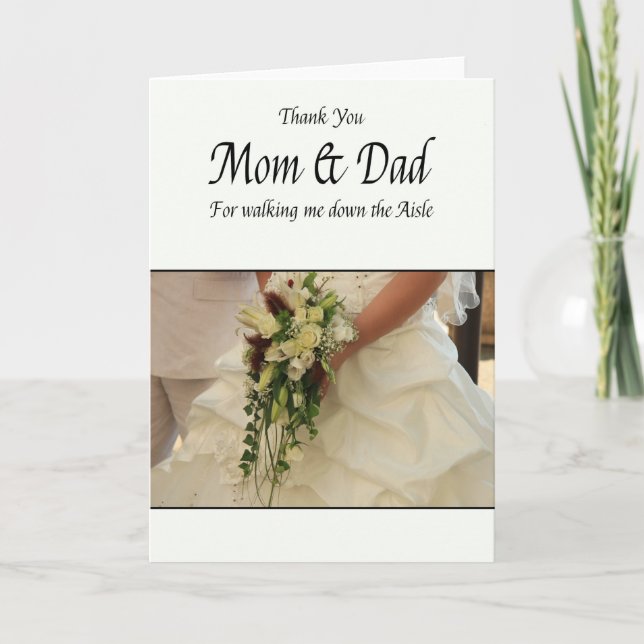 Mum & Dad Thanks for Walking me down Aisle Thank You Card (Front)
