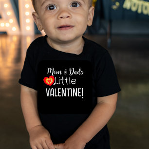 Mum & Dad's Little Valentine Cute Red Gold Heart Baby T-Shirt