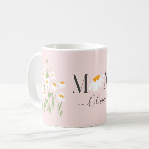 Mum daisy floral baby shower new baby pink coffee mug