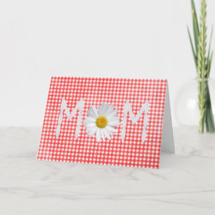 Mum Daisy on red and white gingham Card