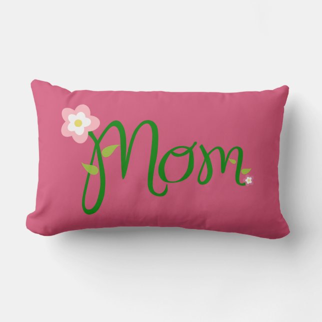 Mum Dark Pink Lumbar Pillow (Front)
