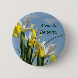 Mum & Daughter button Yellow White Iris Flowers